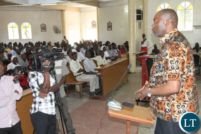 Kabushi Member of Parliament Bowman Lusambo addressed Parishioners at Holy Trinity Catholic Church in Masala, Ndola on Sunday.