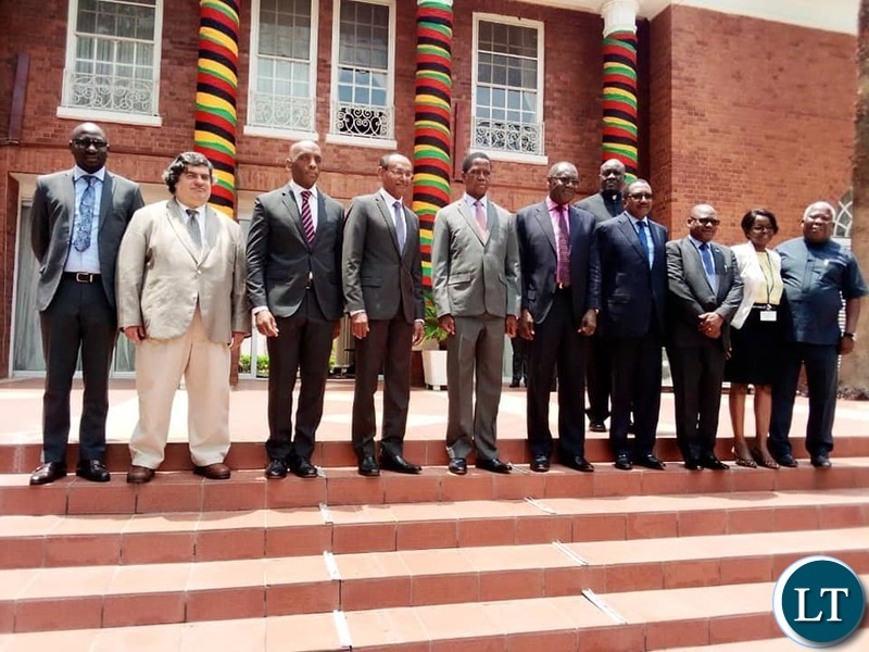 President Lungu with the IMF Delegation at State House
