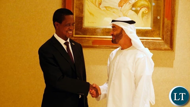 President Lungu with Abu Dhabi Fund for Development Director General, Mohammed Saif Al Suwaidi,