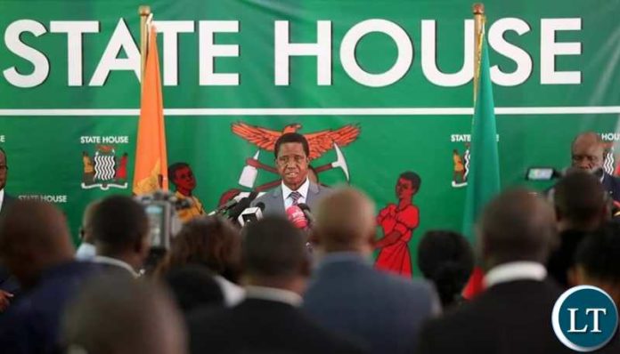 President Lungu addressing the media