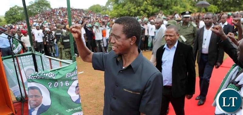 President Edgar Lungu arriving at a campaign Rally