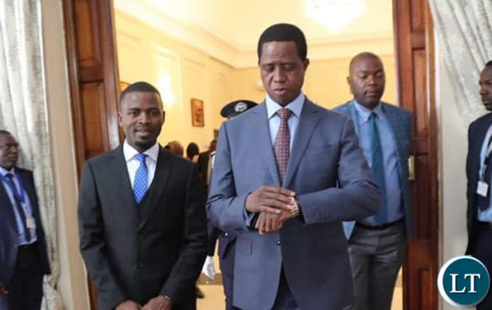 President Lungu with his Special Assistant for Politics Chris Zimba