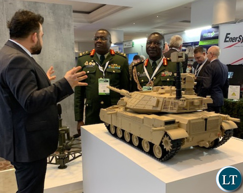 Brigadier General Mudas Musukwa with Defence Attache General Ocsar Chapula at the International Armoured Vehicle Conference in London