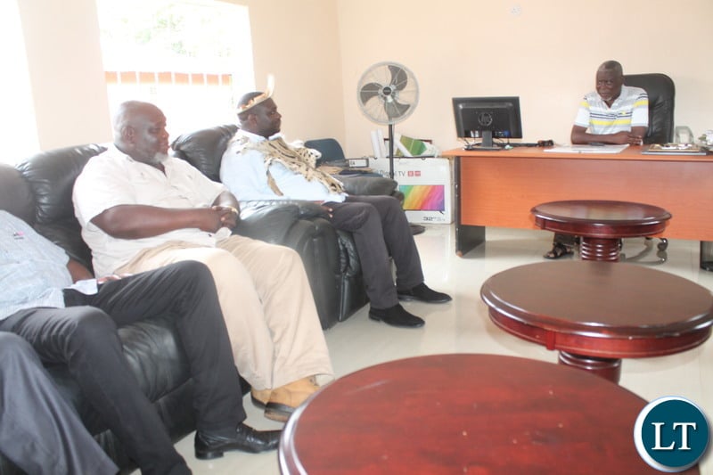 Senior Chief Nzamane of the Ngoni meeting Raphael Nakacinda and his entourage
