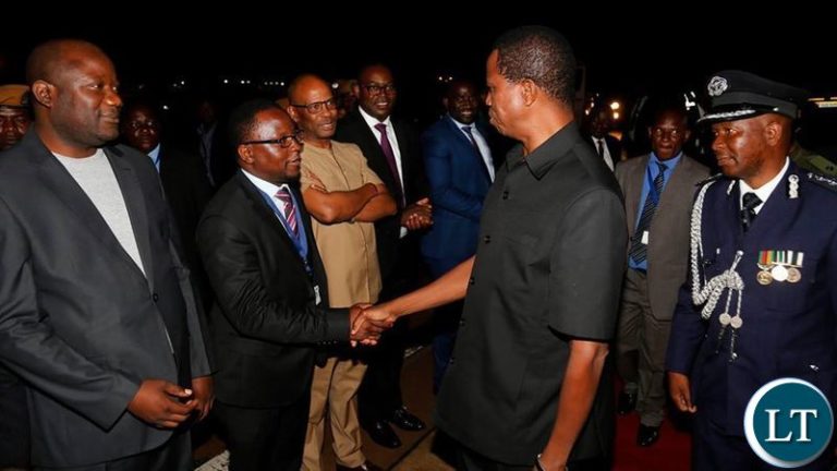 President Edgar Lungu  back from   Mozambique