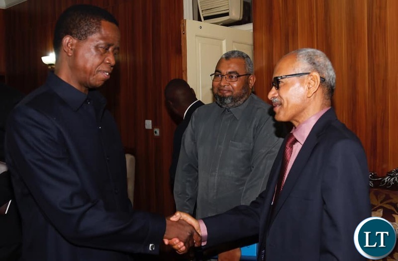 President Lungu with Sudanese Ambassador s to Zambia at State House this Morning