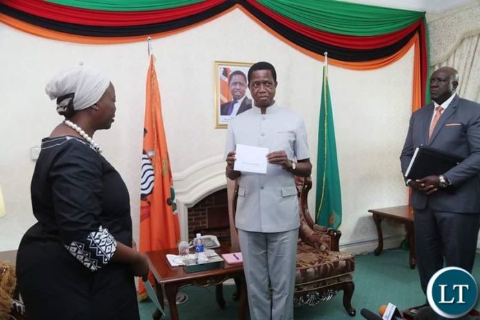 President Lungu with Zimbabwe’s High Commissioner to Zambia Gertrude Ratidzo Takawira