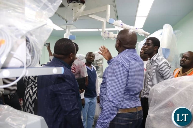 Health Minister Dr. Chitalu Chilufya in the company of Muchinga Province Minister Malozo Sichone and Chinsali Lawmaker Kalalwe Mukosa inpecting the works at the newly built Chinsali General Hospital 