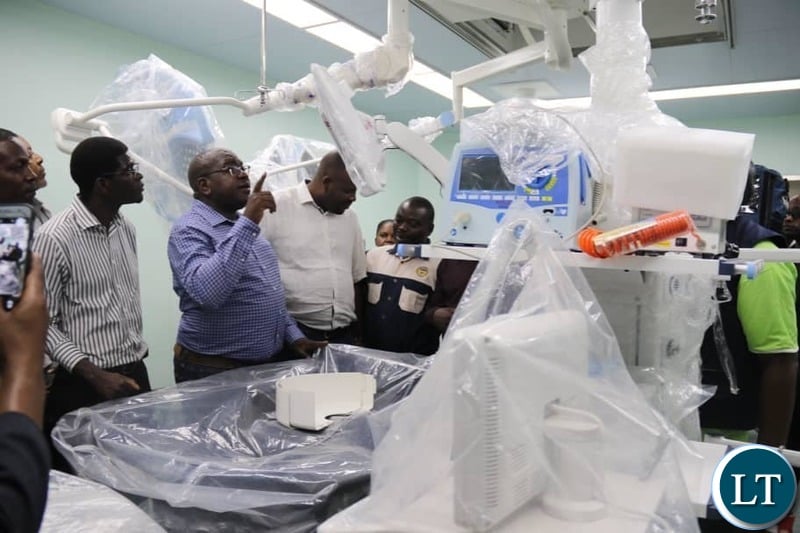 Health Minister Dr. Chitalu Chilufya in the company of Muchinga Province Minister Malozo Sichone and Chinsali Lawmaker Kalalwe Mukosa inpecting the works at the newly built Chinsali General Hospital 