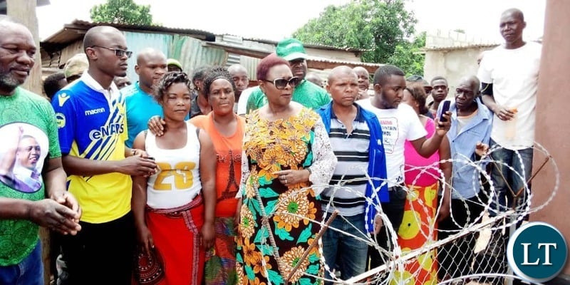 Lusaka Central Member of Parliament Hon Margaret Mwanakatwe at the commissioning of ten Envero Loo toilets in Bauleni and Malata compounds