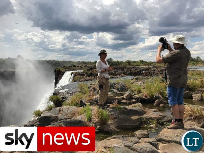 Alex Crawford of Sky News reporting from Victoria Falls, Livingstone