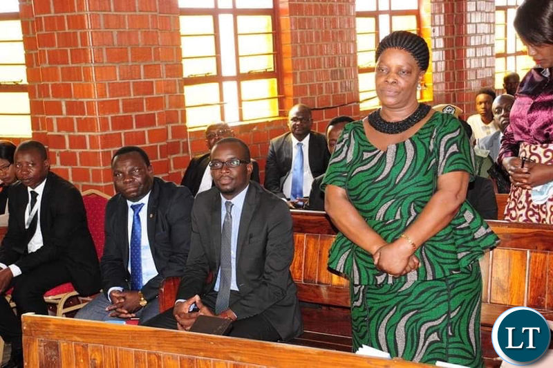 First Lady Esther Lungu being introduced at the United Church of Zambia in Riverside, Kitwe in February as Kitwe Mayor Christopher Kangombe looks on