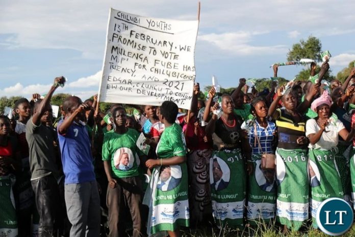 PF Supporters welcoming President Lungu