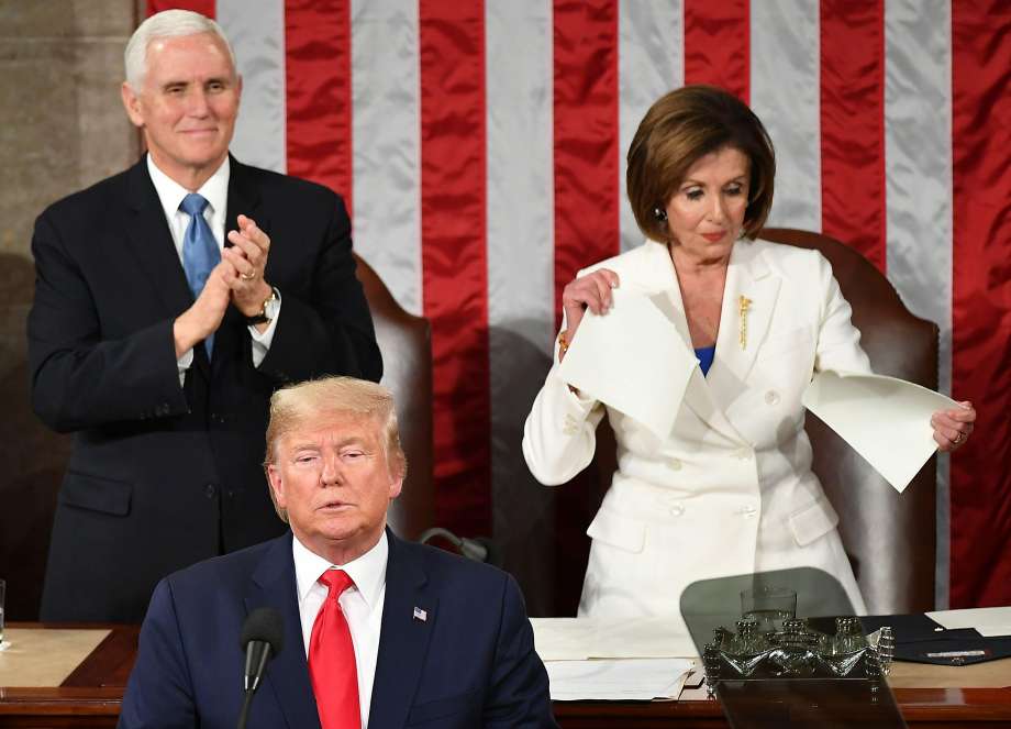 Nancy Pelosi rips up copy of Trump’s State of the Union speech following divisive address