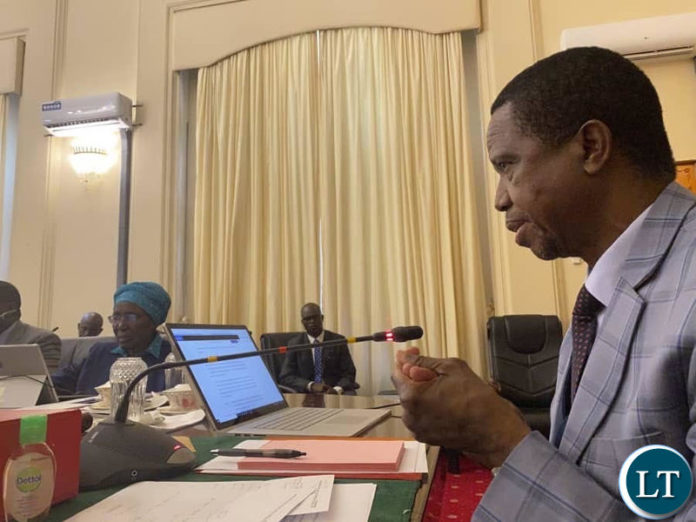 President Lungu addressing Cabinet at State House