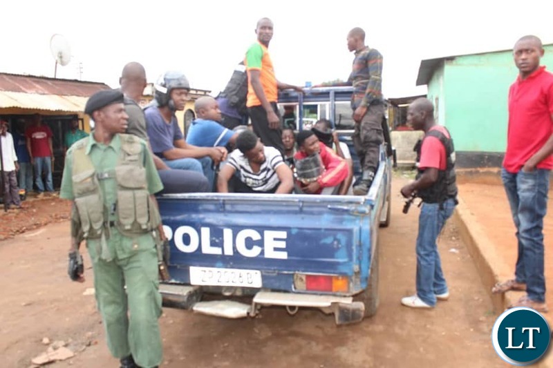 Police arrest people violating President Edgar Chagwa Lungu's directive to the Nation to have all bars closed amongst other directives in order to curb the outbreak of the Corona Virus in Zambia.