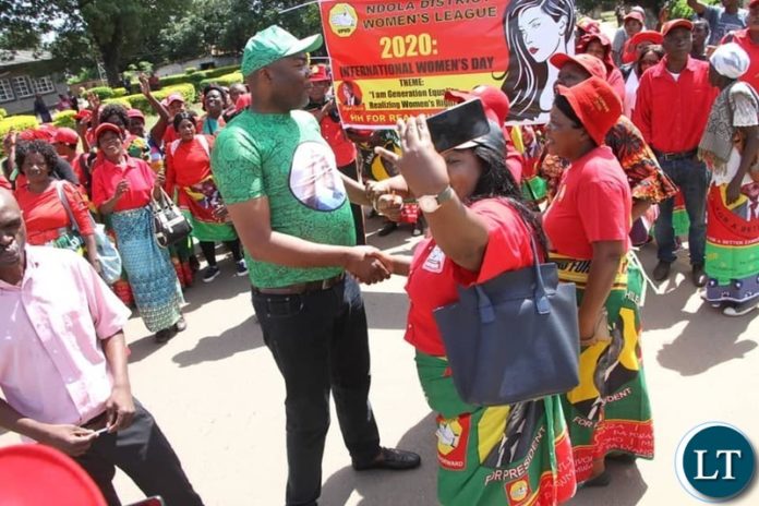 Lusaka Province Minister Bowman Lusambo interacts with UPND Women During the Internal Women's Day celebrations