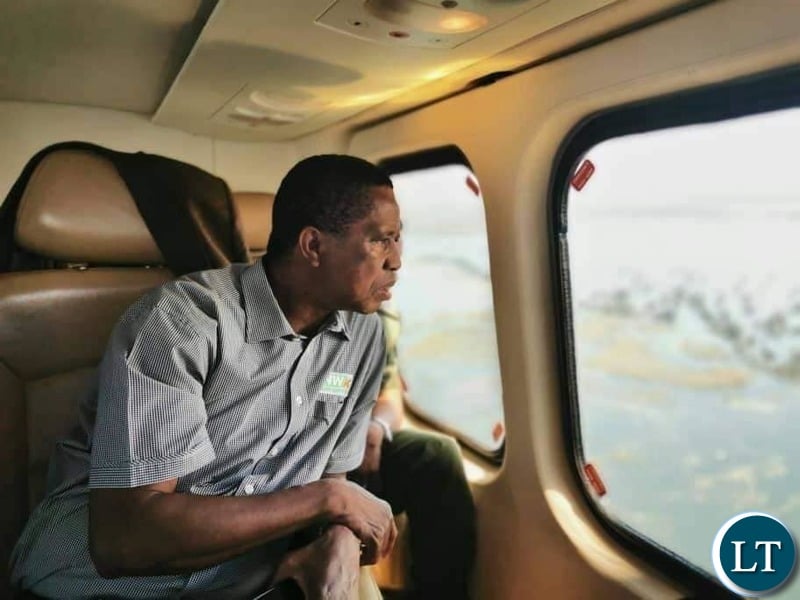 President Lungu flying over the flooded areas in Luapula, Muchinga and Northern Provinces.