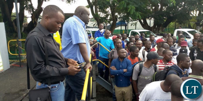 MUZ President Joseph Chewe addressing Mopani miners in Kitwe