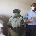 Copperbelt Minister Mr Mwakalombe flanked by Copperbelt Police Commsioner Charity Katanga, NCC Town clerk Wisdom Bwalya , District Commsioner Anthony Katongo and other officials