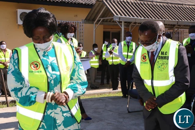 Vice President Mrs. Inonge Wina during the meeting with the Ministry of Health and the Disaster Management and Mitigation Unit