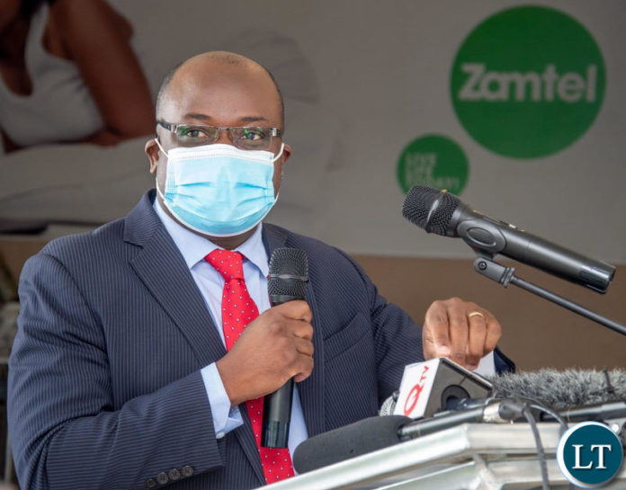 Zamtel CEO Sydney Mupeta speaking during the launch of Venous, a digital health product developed by Zamtel