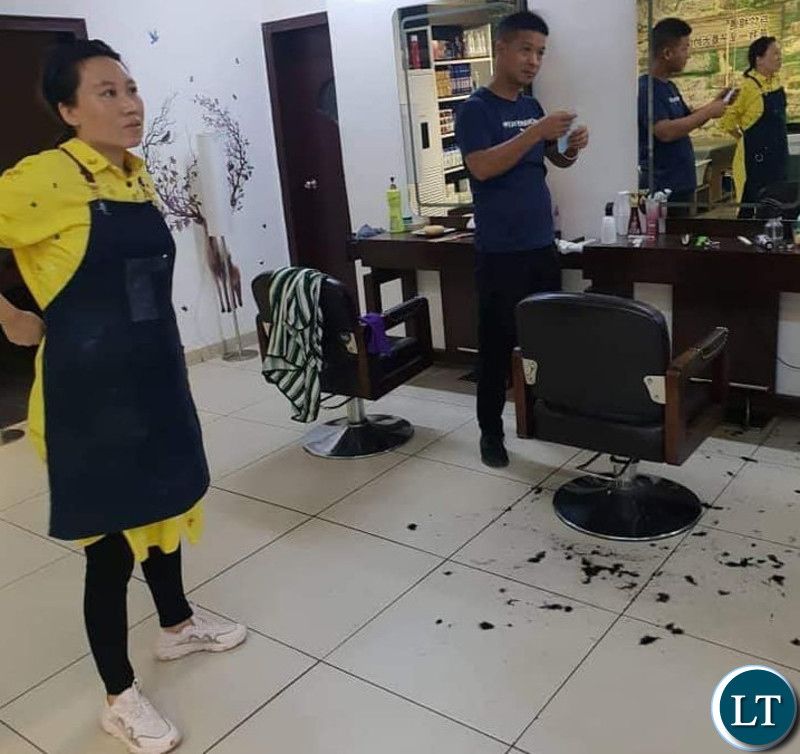 The Workers at the Chinese owned Angels Barbershop at Arcades Shopping Mall