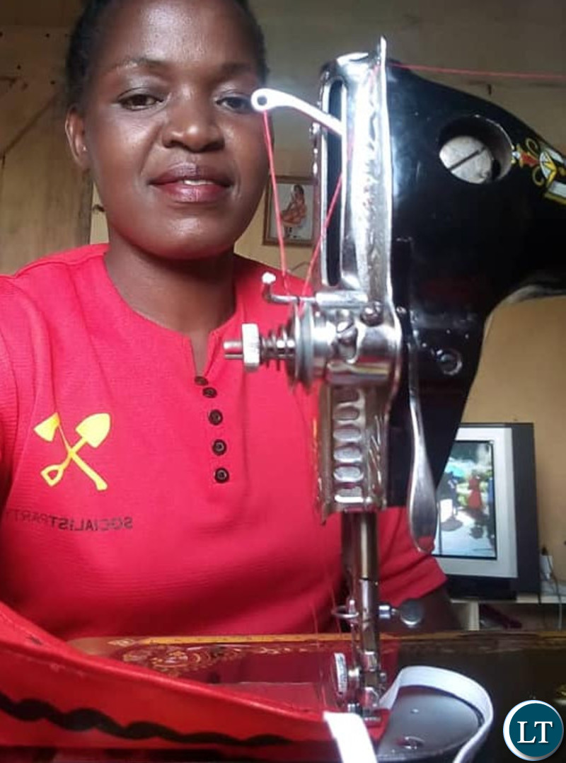 Juliet from Zambia's Copperbelt making face masks to make ends meet