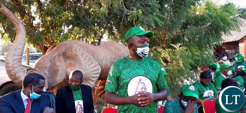 Mr Kalembe at a ceremony where PF donated assorted COVID-19 preventive materials valued at twenty thousand kwacha.