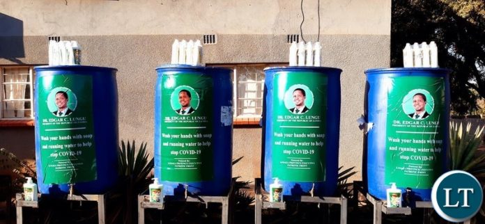 The Branded Water containers donated by PF