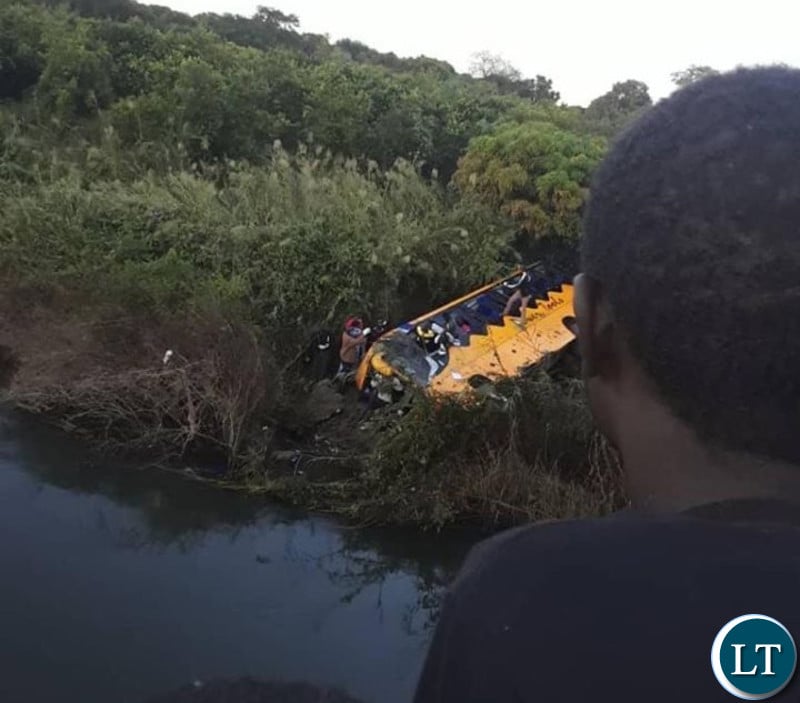 A Power Tools Bus coming from Chavuma to Lusaka carrying 19 passengers on the Banks of the River at Mundanya Bridge in Manyinga District of North Western Province.
