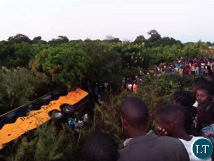 A Power Tools Bus coming from Chavuma to Lusaka carrying 19 passengers on the Banks of the River at Mundanya Bridge in Manyinga District of North Western Province.
