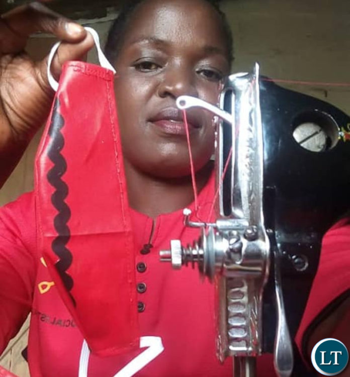 Juliet from Zambia's Copperbelt making face masks to make ends meet