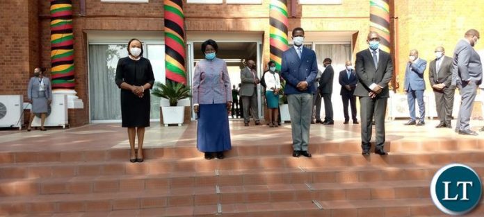 The Swearing Ceremony of Mr. Chibwe Mulonda as Controller Internal Audit at Ministry of Finance and Ms Clare Mwamba Mubanga Mazimba as Deputy Auditor General in Charge of Corporate Services at State House