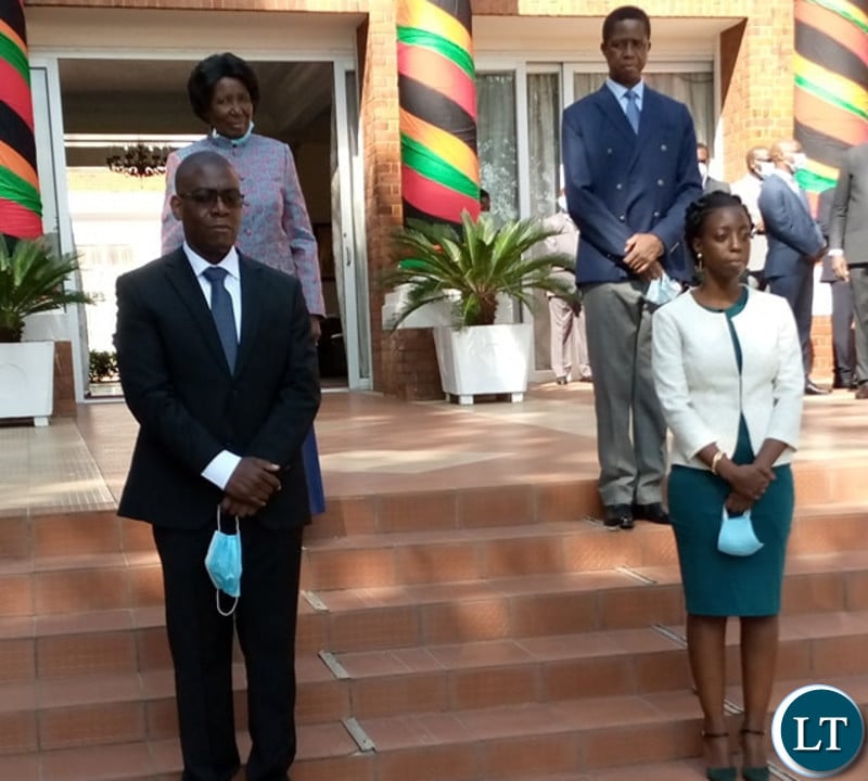 The Swearing Ceremony of Mr. Chibwe Mulonda as Controller Internal Audit at Ministry of Finance and Ms Clare Mwamba Mubanga Mazimba as Deputy Auditor General in Charge of Corporate Services at State House