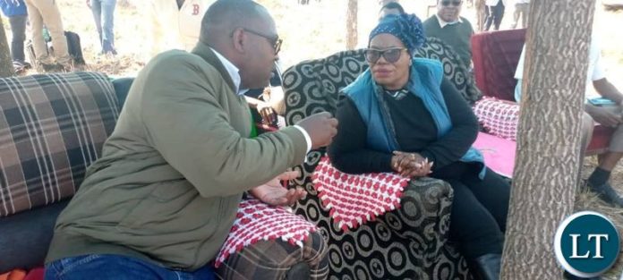 Livestock and Fisheries Minister Professor Nkandu Luo with Lunte Member of Parliament Hon Mutotwe Kafwaya at the Livestock handover Ceremony