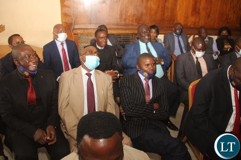 Some UPND MPs attending a media briefing at the party secretariat in Lusaka on Tuesday