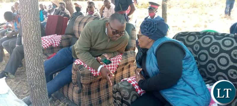 Livestock and Fisheries Minister Professor Nkandu Luo with Lunte Member of Parliament Hon Mutotwe Kafwaya at the Livestock handover Ceremony