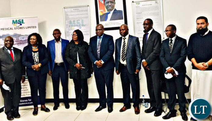 Dr Chilufya with the new Medical Stores Limited board of directors