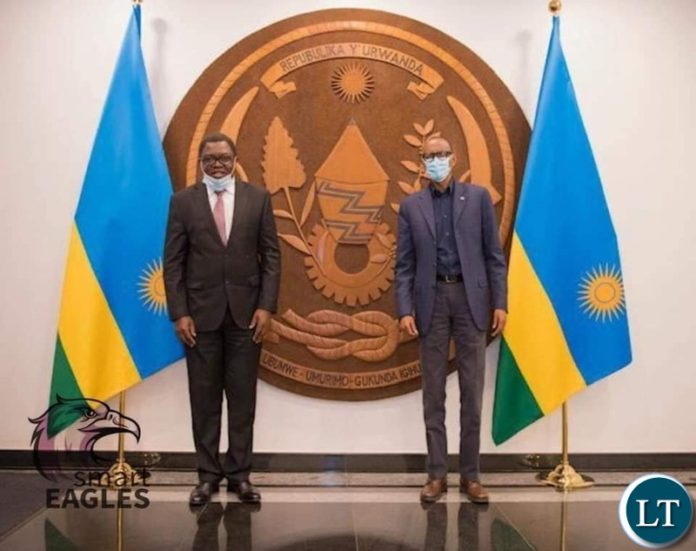 Foreign Affairs Minister Joseph Malanji with President of Rwanda Paul Kagame