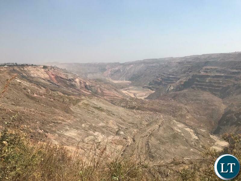 Part of the area which caved in at the KCM Nchanga Open Pit in Chingola