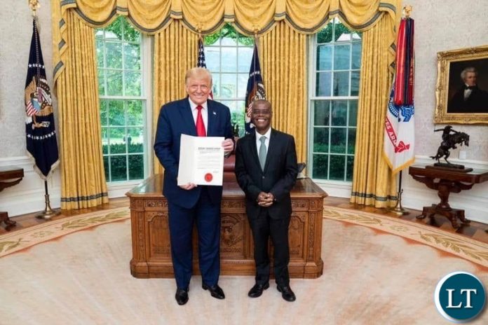 United States President Donald J. Trump has met Zambia’s Ambassador to the USA, Lazarous Kapambwe at the White House in Washington D.C.