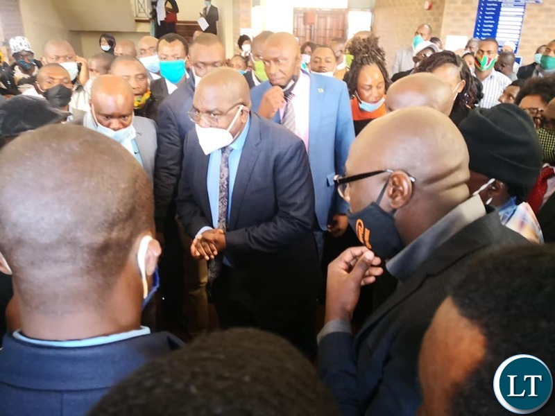 Health Minister Dr. Chitalu Chilufya at the Court with PF supporters from Luapula Province
