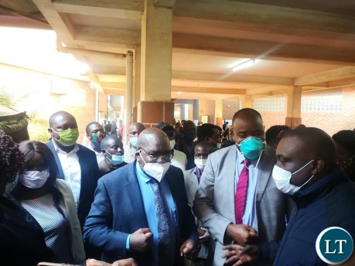 Health Minister Dr. Chitalu Chilufya at the Court with PF supporters from Luapula Province
