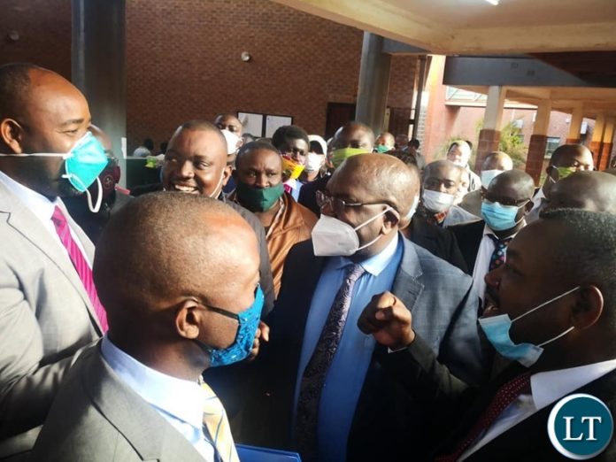 Health Minister Dr. Chitalu Chilufya at the Court with PF supporters from Luapula Province
