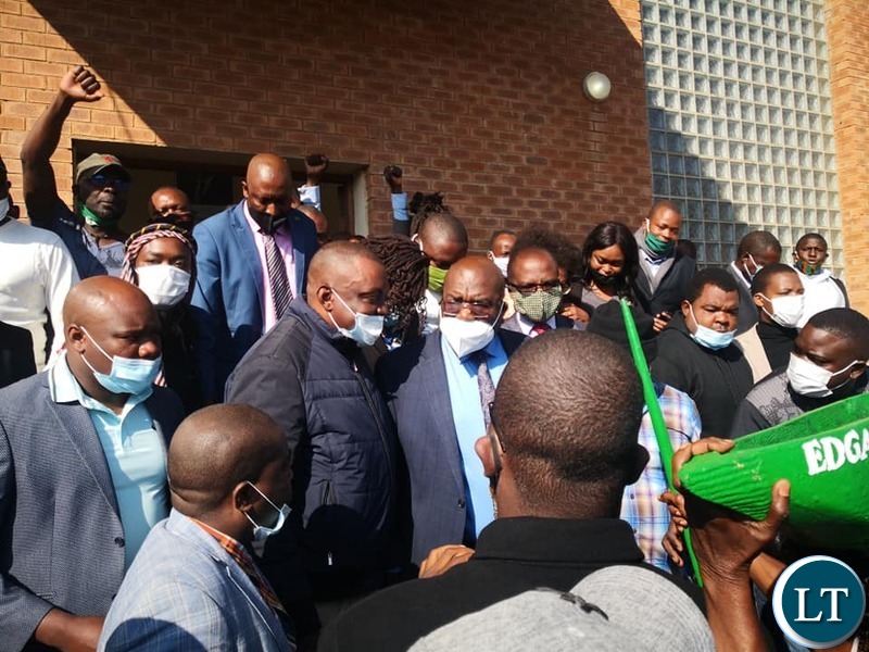 Health Minister Dr. Chitalu Chilufya at the Court with PF supporters from Luapula Province