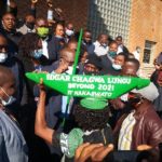 Health Minister Dr. Chitalu Chilufya at the Court with PF supporters from Luapula Province