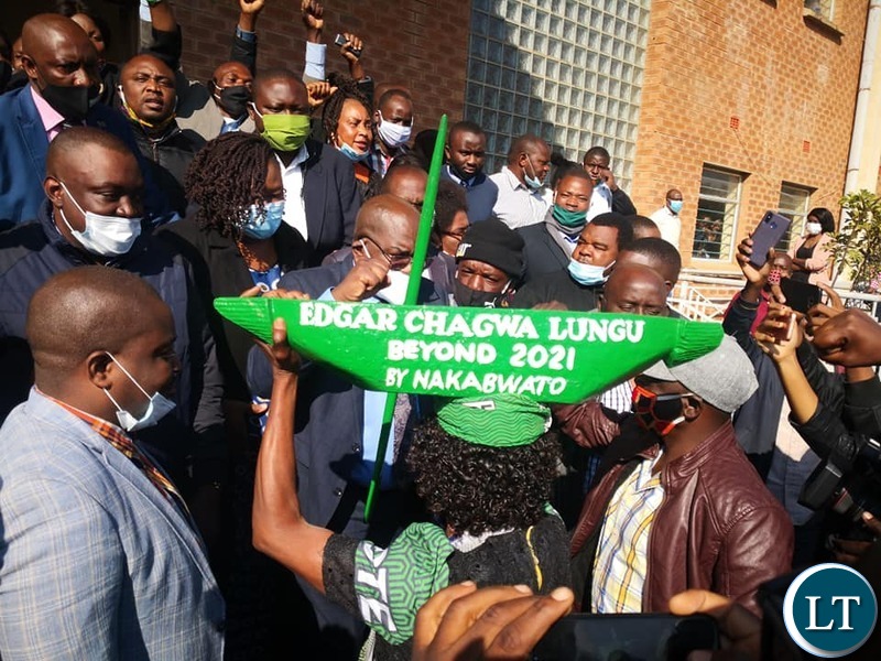 Health Minister Dr. Chitalu Chilufya at the Court with PF supporters from Luapula Province