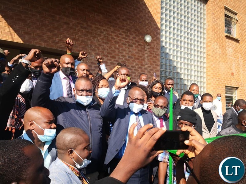 Health Minister Dr. Chitalu Chilufya at the Court with PF supporters from Luapula Province