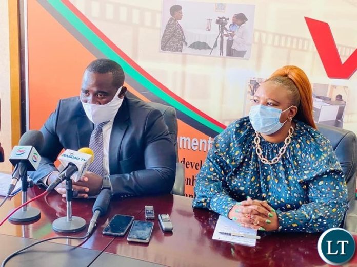 Sport, Youth and Child Development Minister Emmanuel Mulenga with Chief Government spokesperson Dora Siliya